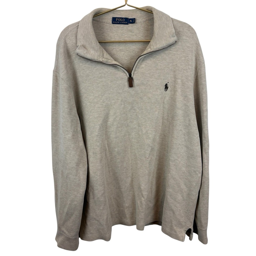 Polo Ralph Lauren Tan Cream‎ Knit Pullover Sweater Size XL 100% Cotton Preppy